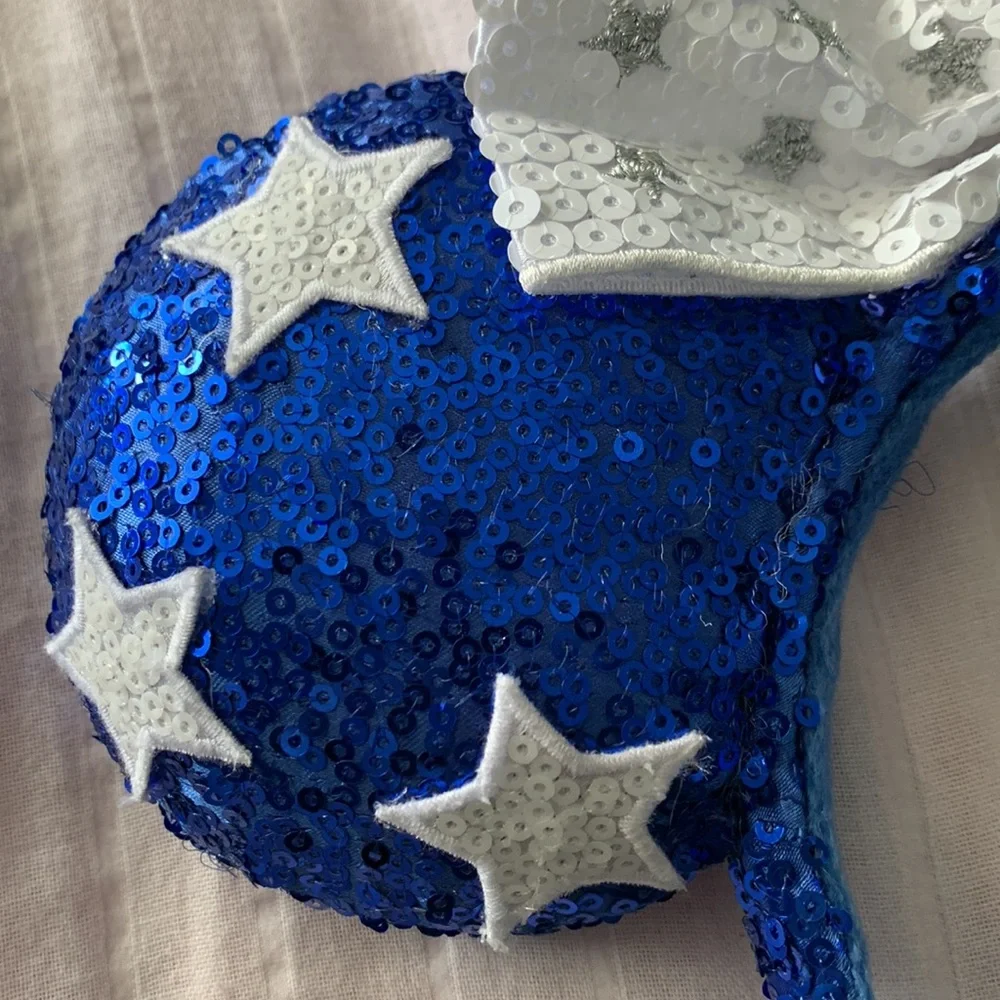 Blue Minnie Ears with White Stars - Picture 2 of 3